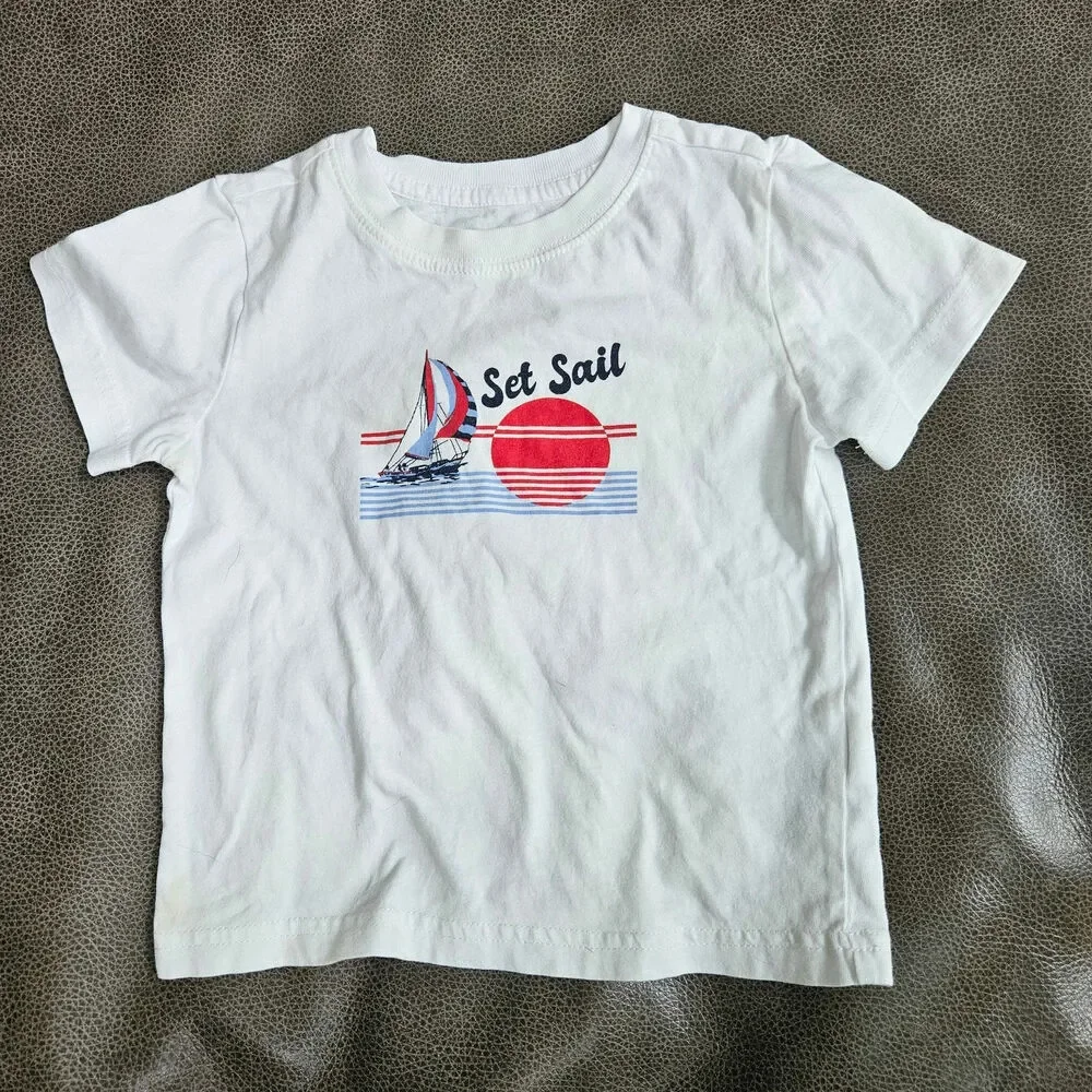 Janie and Jack Boys White Set Sail Tee Sailboat Graphic T-Shirt 2T
